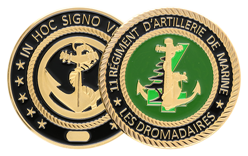 Challenge Coin personnalisé en Bronze, finition poli avec coloration en émail souple et bordure en corde