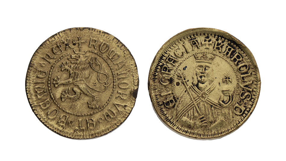 Pièce personnalisée en bronze finition antique afin d'imiter une vieille monnaie
